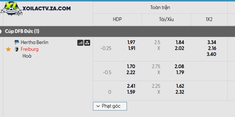 Tỷ lệ kèo Hertha Berlin vs Freiburg Tỷ lệ kèo Hertha Berlin vs Freiburg